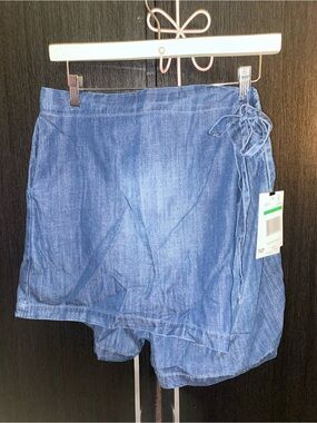 Nine West Blue Tie-Side Denim Skort